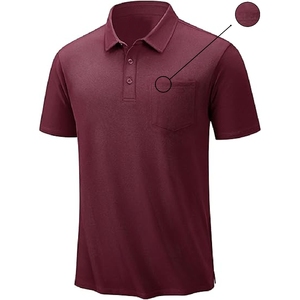 เสื้อโปโลผู้ชายแบบมีกระเป๋าหน้า สีแดงเบอร์กันดี ไซส์กลาง รับสั่งทำไซส์และดีไซน์ ราคาส่งถูก - Product Image 2