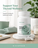 Capsules de soutien de la thyroïde OEM ODM L-Tyrosine avec Iode, Zinc, Ashwagandha pour la santé immunitaire, cérébrale, l'énergie, l'humeur et l'équilibre – Supplément pour adultes