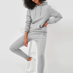 Conjuntos Deportivos Casuales de Invierno para Mujer, Transpirables y Ligeros, con Capucha, Cuello con Contraste de Color, Material de Poliéster/Algodón, Personalizados - Product Image 1