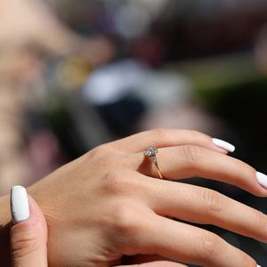 10x5mm Marquise Cut Moissanite Engagement Ring with Round Side <b>Stones</b> | Elegant Bridal Wedding Jewelry - Product Image 4