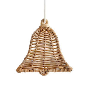 Decoración navideña de granja 2024, adorno colgante de árbol de campana de Navidad de mimbre Natural, colgante de campanas de ratán para decoración del hogar - Product Image 1