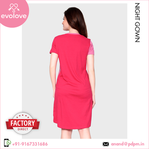 Femmes 100% coton tricoté genou-longueur Maxi chemise de nuit robe en gros meilleur vendeur été court pour les femmes - Product Image 6