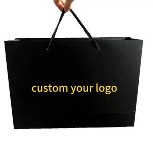 Sac en papier noir doré MU, personnalisation du logo, sac en papier artistique, bonne qualité, sac cadeau <span class=keywords><strong>pas</strong></span> <span class=keywords><strong>cher</strong></span> pour le shopping - Product Image 1
