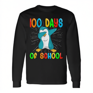 Maglietta a maniche lunghe con stampa 100 Days Of School Dabbing Penguin - Product Image 2