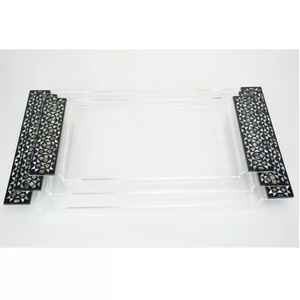 Nouveau plateau design nacre incrustation acrylique plateau de service plateau polyvalent Design moderne écologique lave-vaisselle plat - Product Image 4