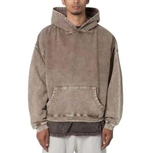 Sudadera con Capucha Extra Grande para Hombre, 100% Algodón, Felpa Francesa, Color Sólido Lavado, con Bolsillo, Estilo Casual Urbano, para Otoño - Product Image 1