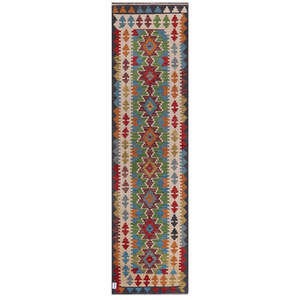 Alfombra Kilim de Maimana, Afganistán, 299 x 80 cm - Product Image 1