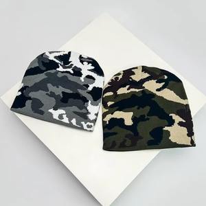 Otoño e Invierno nuevo estilo europeo camuflaje Color bloque sombreros de punto cálido versátil Hip Hop gorros moda callejera al aire libre - Product Image 4