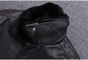 2024 tendance sur mesure hommes laine tissu veste haute qualité tourner fourrure cuir pleine fermeture éclair Style décontracté OEM Service disponible - Product Image 4