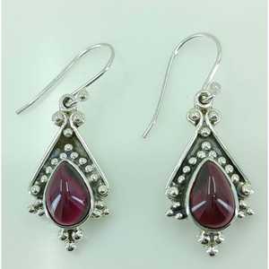 Handmade 925 Sterling <b>Silver</b> Women's <b>Earrings</b> Natural Garnet Pear & Water Drop Shape Elegant <b>Dangle</b> Drop Design-Perfect Gift - Product Image 3