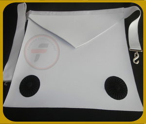 Tablier en cuir personnalisable pour hommes, ruban brodé, tissu blanc uni, fond de teint, broderie à l'aiguille - Product Image 5