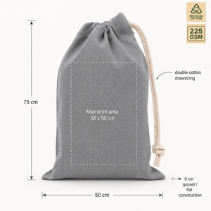 Bolsa de Almacenamiento de Ropa con Cordón de Algodón Reciclado Personalizada, 50x75 cm, 225 GSM, Gris, Bolsa Ecológica para el Hogar, Hotel, Almacenamiento a Granel - Product Image 2