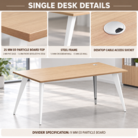 Bureaux de bureau minimalistes 1200 mm pour une personne, plateau en panneau E0, pieds en acier, vente en gros, table d'ordinateur pour la maison et le bureau, design moderne