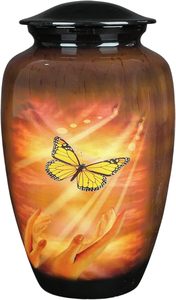 Urna de metal de mariposa marrón Premium 13 para cremación Premium hecha a mano para restos humanos y cenizas de mascotas - Product Image 2