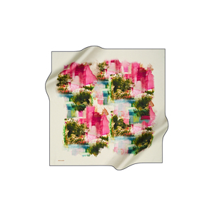 Pañuelo y accesorio para la cabeza de crepé satinado con estampado cuadrado Off-White - Product Image 1