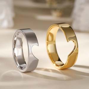 Jeulia Sterling Silver Half Heart Design Couple Rings-Handmade Vintage Romantic Gemstone Wedding Jewelry - Product Image 6