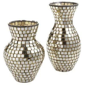 Juego de espejo de florero de mosaico dorado de lujo 2 para decoración de interiores de Hotel en casa utilizado con flores artificiales a un precio económico - Product Image 3