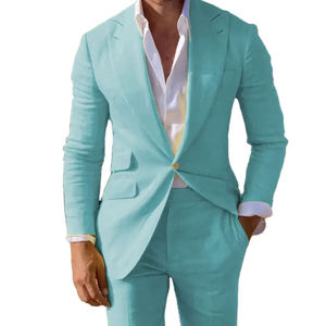 Costume de mariage pour homme, double boutonnage, en lin/coton, imperméable, personnalisé, nouveau modèle 2025, service OEM, fabriqué au Pakistan - Product Image 2