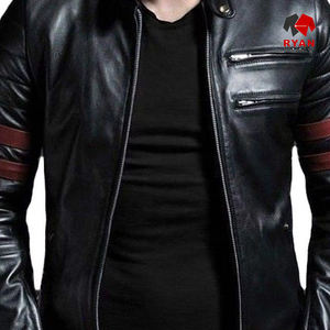 แจ็กเก็ตหนังแท้สำหรับผู้ชายเสื้อแจ็กเก็ตหนังแท้สีดำตามสั่ง - Product Image 3