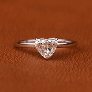 Elegant 18KT Solid Gold Wedding Ring Trendy Solitaire <b>Heart</b> <b>Shape</b> Claw Setting Lab Created Diamond Gold Plated - Product Image 1