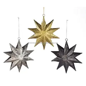 Árvore Natal metal estrela pendurada metal para enfeites Natal