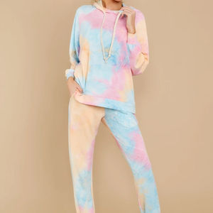 Precio al por mayor impreso sublimación chándal Tie Dye transpirable ligero 100% algodón Top Trending Tie Dye mujeres chándal - Product Image 1