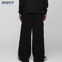 Pantalon de survêtement vintage délavé style streetwear pour homme, coupe régulière, grande taille, en Cordura personnalisé, jambe large, doublure polaire, cordon de serrage