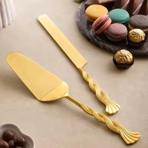 Top Selling MOP & Brass Cake Server & Knife Set Juego de servicio elegante para comedor Boda y fiesta Evento - Product Image 3