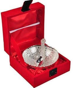 Fancy Silver Bowl with Spoon New Design <b>Decoration</b> Wholesale Luxury Best Quality Serving Bowls - Product Image 3