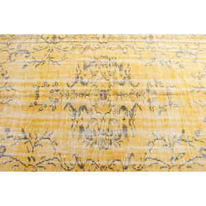 Turkish Rug, 5x8.1 ft Large Vintage Rug, <b>Yellow</b> Gray Oriental Rug - Product Image 4