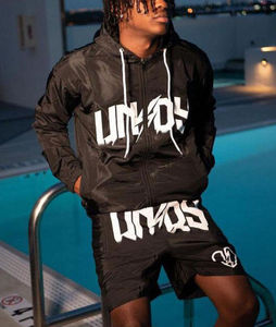 OEM Custom Windbreaker Tracksuit <b>Jacket</b> Short Sweatsuit Nylon Print Two Piece Jogger Jogging <b>Men</b> Sweatpants and Hoodie Sets - Product Image 3