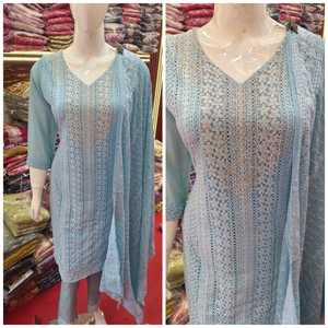 Chikankari Women's Indian Traditional Salwar Kameez <b>White</b> Cotton Wedding Diwali Festive Parties Wholesale - Product Image 1