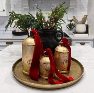 Thick body brass cow <b>bells</b> with high durability ideal for farmhouse decor vintage temple sound or religious offerings - Product Image 5