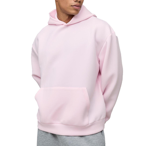 New Arrival Solid <b>Pink</b> Custom Lightweight Cotton Fleece Windproof Embroidery Printed Casual Winter <b>Hoodies</b> for <b>Men</b> - Product Image 4