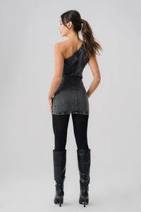 ชุดเดรสยีนส์แขนกุดสำหรับผู้หญิง, ชุดเดรสยีนส์แฟชั่นสไตล์สตรีทสวมใส่สบาย - Product Image 5