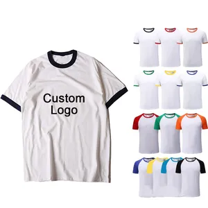 Wholesale Bulk 2024 T Summer Ringer Cotton Tee Breathable Logo slim fit Customized Printing O neck Ringer T Shirts 2024