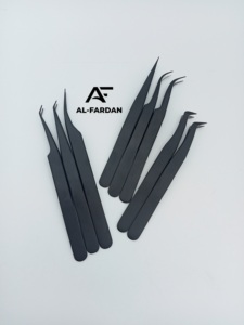 Pince à cils en acier inoxydable solide enduit de poudre noire outil d'extension de cils à poignée lâche pointue pour la marque privée de Volume - Product Image 3