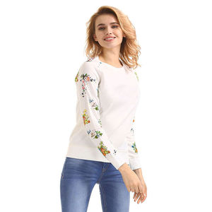 สเวตเชิ้ตคอกลมของผู้หญิงแขนยาวทรงหลวมโอเวอร์ไซส์โลโก้ตามสั่ง - Product Image 6