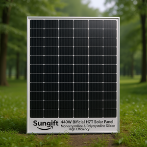 Panneau solaire bifacial HJT Sungift 440W, silicium monocristallin et polycristallin, haute efficacité - Product Image 3