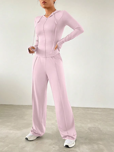 Conjunto Deportivo Casual de Dos Piezas para Mujer de Alta Calidad, Estilo Simple y Elegante, Color Lavanda, con Logotipo Personalizado - Product Image 2