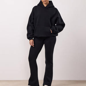 Conjunto de Sudadera con Capucha y Pantalones Deportivos Negros Cómodos para Mujer, 100% Algodón Poliéster de Primera Calidad, Ajuste Holgado, Ropa de Estar por Casa Morada - Product Image 1
