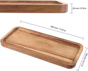ถาดไม้อะคาเซียสี่เหลี่ยมสไตล์โมเดิร์นงานตามสั่งถาดเสิร์ฟชา - Product Image 6