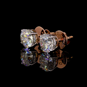 Pendientes de diamantes cultivados en laboratorio solitario de oro de 14 quilates con ajuste de cuatro puntas - Product Image 2