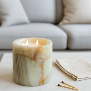 Tarro de vela de piedra de ónix Premium tallado a mano piedra Natural elegante decoración del hogar regalo de lujo al por mayor superventas - Product Image 2