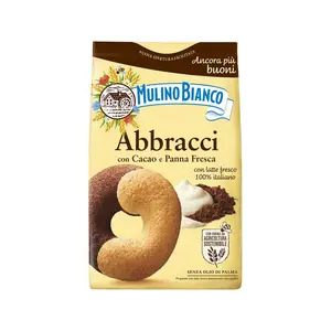 top italian finest biscuits with cocoa and fresh white cream cookies 350Gx12 palm oil free ABBRACCI MULINO BIANCO BARILLA