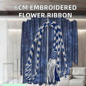 Cinta de Borla con Bordado Floral de 6 cm de Ancho, Accesorios para Decoración de Cortinas y Sofás, Borde de Tela para el Hogar, 100% Poliéster - Product Image 1