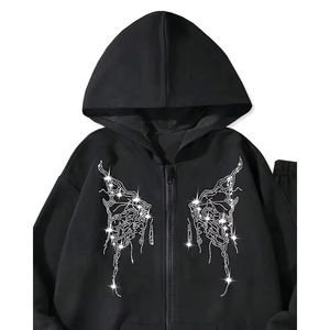 Custom Logo 100% Cotton Breathable Rhinestone Tracksuits For Men Warm Winter Wear Rhinestone Tracksuit - Product Image 3