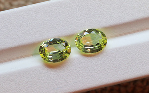 พลอยไพลินสีเหลืองสังเคราะห์ทรงรีขนาด 10x8 มม. คู่ ของขวัญสำหรับเธอ - Product Image 6