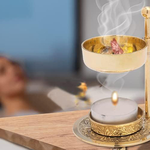 High Quality Reasonable Price Gold Finished Incense Burner <b>Adjustable</b> Burner Wood <b>Knob</b> for Home Office Fragrance Censer Burner - Product Image 6