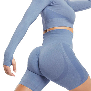 Short de motard de yoga sans couture pour femmes taille haute Scrunch bout à bout Logo personnalisé entraînement de fitness respirant nouveaux essentiels d'entraînement - Product Image 6